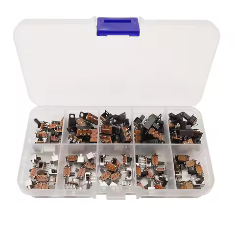 100Pcs/Box Mini Slide Switch SS12F15 SK12D07 Toggle Switch 3Pin PCB 2 Position 1P2T SPDT Handle High