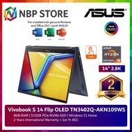 Asus Vivobook S 14 Flip OLED TN3402Q-AKN109WS 14'' 2.8K Touch 2-In-1 Laptop Blue ( R5 5600H, 8GB, 51
