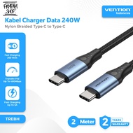 VENTION TREBH Type C to Type C Data Cable Super Fast Charging 5A 240W 2 Meter Aluminum Alloy Charger