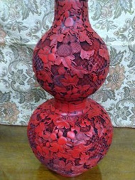 臺南城文創 老件剔紅漆器 葫蘆 寶瓶 做工精美 擺放家中蓬蓽生輝A136F 倉庫 高約50公分 肚徑約26公分