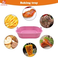 [clarins.sg] Silicone Grill Pan Mat BPA Free 19cm Square Shaped Air Fryers Oven Baking Tray