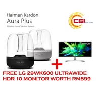 Harman Kardon Aura Plus Bluetooth Speaker - White + LG 29" 29WK600 IPS Monitor