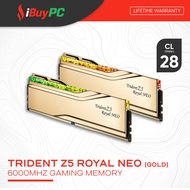 G.Skill Trident Z5 Royal Neo Gold DDR5 96GB (48GB x2) 6000MHz CL28 Gaming RAM (F5-6000J2836F48GX2-TR
