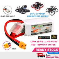 LiPO Battery 2S | 3S | 4S 450mah 550mah 850mah 7.4v 11.1v 14.8v XT30 Racing Drone Betafpv 95X Cinelo