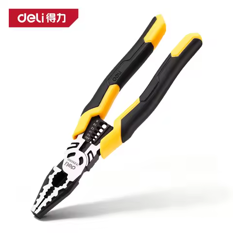 Deli 8.5" Multi-function Wire Pliers Crimping Stripping Cutting Tool Chrome Vanadium Steel Electrici
