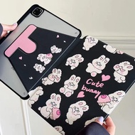 Black Lovely Rabbit Cute Casing for iPad Air 4 9.7 10.2 12.9 inch Mini 5 6 9th 8th 7th 6th with Pencil Holder Smart Cover for iPad 12.9 inch