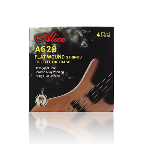 Alice A628-M Fretless Bass Strings – 45/65/80/100, Chrome Alloy Winding,Hex Steel Core, Smooth&Warm,
