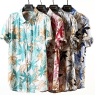 Men's Fashion Shirt Short Sleeve Stand Collar Buttons Hawaiian Colorful Printed Pattern Summer Fans Korean Style Popular