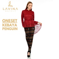 Lavina – Premium Penguin Brocade Kebaya Set – Modern Kebaya with Jumbo Batik Pleated Skirt BIG Size