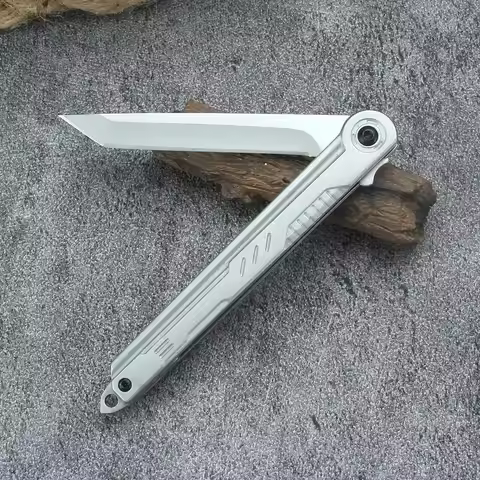 M390 Steel Feather Pattern Folding Knife Outdoor Camping Pocket Knife Portable Fruit Knife High Hard