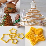 6pcs/Lot 3D Christmas Cookie Cutter Five-pointed Star Baking Fondant Cake Decorating Mold Sugarcraft