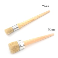 {3C &amp; BI} New 50mm Dia Wooden Handle Round Bristle Chalk Oil Paint Painting Wax Brush