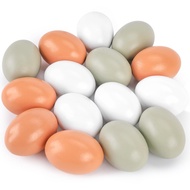 15PCS Wooden Fake Eggs, 3 Colors Wooden Chicken Eggs Faux Eggs for DIY Crafts Easter Egg Painting Ch