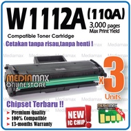 3x Compatible to HP W1112A 110A W1112X 110X Laserjet 108 108A 108w HP MFP 136a MFP 136w HP110A Black