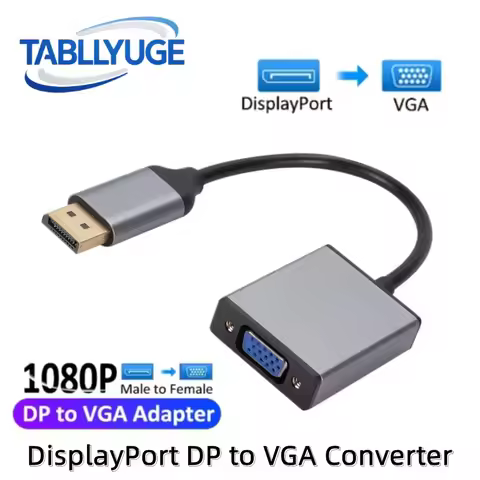 TABLLYUGE 1080P DisplayPort To VGA Adapter Cable DP To VGA Converter Male To Female for Projector/Co