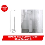 KROF Tempat Tisu Gulung Toilet Baja Galvanis Toilet Paper Stand Galvanized Freestanding Toilet Tissu