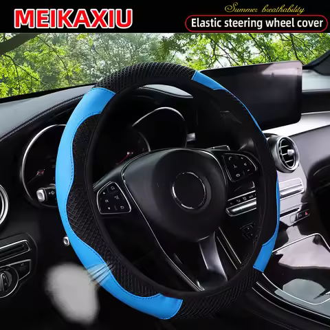3D Mesh PU Leather Steering Wheel Cover for Women Decorative Rimless Design 14.5-15 Inch Car Accesso