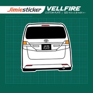 Sticker Kereta Vellfire, Sticker Belakang Toyota Vellfire , Custom Warna dan Nombor plate.