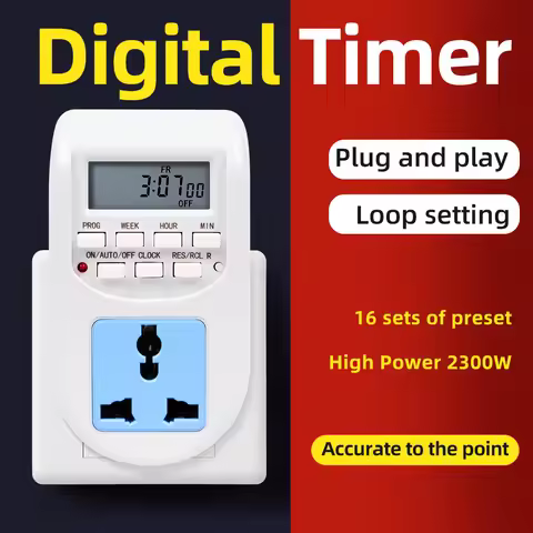 AC220V Timer Socket LCD Timing Controller 7 Days Weekly Programmable Timer Switch EU Plug Electronic