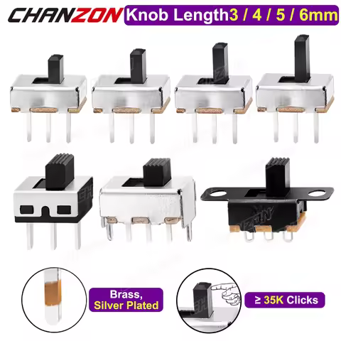 3mm 4mm 5mm 6mm Micro Slide Switch Spdt 3Pin 5 Positions ss12f15 ss12f44 1p2t Small Toggle Mount Ter