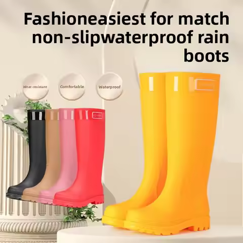 Mango Yellow Thickened Women's Rain Boots Waterproof Non-slip Hiking Stream Trudging Boot Knee-high 