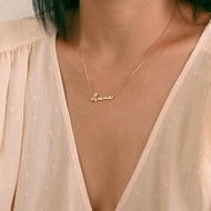 925銀鍍18K金私人訂製英文名字項鍊簽名風項鍊生日禮物簡約鎖骨鏈