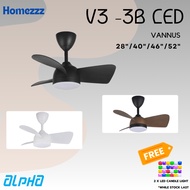 ALPHA Vannus - V3 3B LED 28 Inch 40 Inch 46 Inch 52 Inch DC Motor Ceiling Fan with 3 Blades (8 Speed
