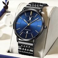 นาฬิกาPLAYBOY นาฬิกาผู้ชาย สายแสตนเลส หน้าปัดดำ (สินค้าขายดีมาก) มั่นใจ ของแท้ ประกันศูนย์ 1 ปีเต็ม