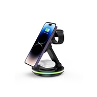 OEMODM 4 Isang Wireless Charger Lamp Desktop Charging Station Para Sa Relos Tainga Ng Telepono