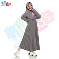 Ulikids Gamis Anak Tanggung Perempuan Plisket Bahan Voxy Premium Free Hijab Termurah Dan Terlaris