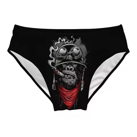 Helmet Gorilla Swim Trunks Slim Fit Durable Mens Drawstring Triangle Swim Trunks Water Park Island S