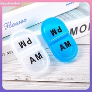 [Beautyoufeel] 2 Grids Waterproof Pill Organizer Portable Oval Pill Box Pill Container Daily AM&PM C