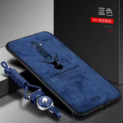 For OPPO Reno 2 Z 2Z 2F Case Luxury Soft Silicone+Hard fabric Deer Slim Protective Back Cover Case f