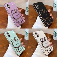 case Vivo Y17 Y15 Y12 Y72 5G Y52 5G Y79 V7 Plus V7 Y66 Y67 Y65 V5 V5S V5 Lite Straight edge electroplated 360 degree rotating rabbit stand makeup mirror phone case