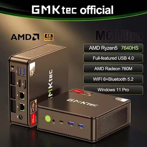 GMKtec M6 Ultra Nucbox Mini PC AMD R5 7640HS 6-core 12-thread DDR5 4800Mhz Pcie 3.0 SSD WIFI 6 BT5.2