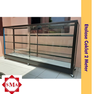 Etalase Kaca 2 meter/ Etalase Frame Coklat/ Etalase Jualan/ Etalase Warung 2 meter