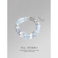 bracelet for woman gelang YQ.STUDIO | Original Ice Transparent Sea Blue Temperament Show Hand White 