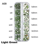 12Grids 3D Mix Shapes Nail Art Rhinestones SS4-SS16 Flatback Heart/Drop/Round Glass Diamond Nails Ch