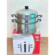 Super Large 3-Layer Stainless Steel Steamer Dumpling Flan Steamer Food Steamer with Steamer Basket