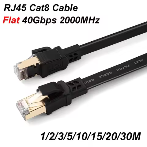 Flat 40Gbps 2000MHz Lan Cable Ethernet Cat 8 RJ45 Cat8 Ethernet Cable rj 45 Network Cord For Laptops