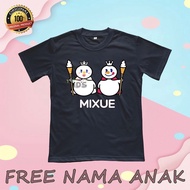 เสื้อยืด พิมพ์ลายโลโก้ Mascot motif "Queen MIXUE And King MIXUE" พรีเมี่ยม สําหรับเด็ก