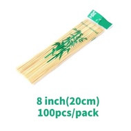 (100pcs) Barbeque Sticks bbq sticksBamboo Sticks Sturdy Disposable Barbecue Fruit Wood Sticks 8