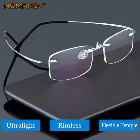 New B Titanium ONLY 2G Ultra-light elasticRimless READING GLASSES BLACK N SILVER FRAME +0.75 +1 +1.2