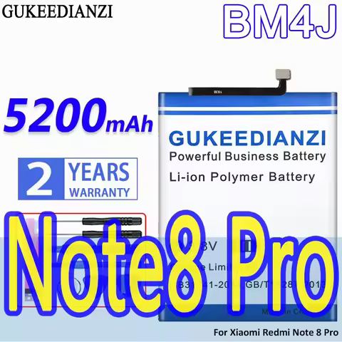 High Capacity GUKEEDIANZI Battery BM4J 5100mAh For Xiaomi Redmi Note 8 Pro Mobile Phone Batteries