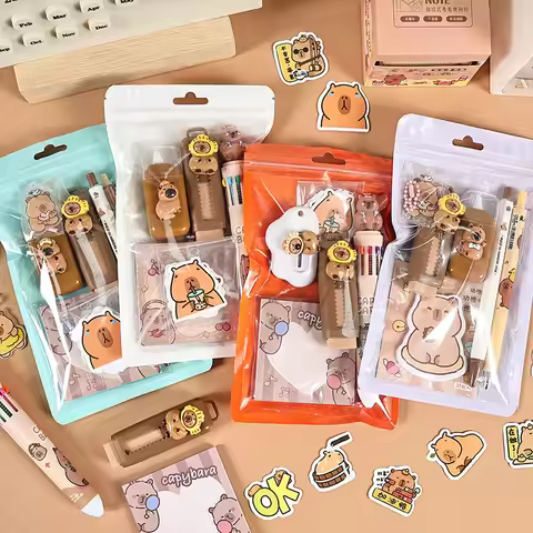 7-pcs Capibala Stationery Set, Student Gifts, Learning Supplies, School Season Gifts, Prizes, Handhe