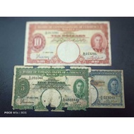Malaya King George VI 1 5 10 Dollar Banknote Collection MB0089 MB0090 MB0165