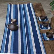 倚山人|手工織新布藍染色織純棉茶席茶墊子文藝中式簡約桌旗布