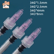 50pcs painless small needle 34G 1.5mm/2.5mm/8mm 34Gx4mm plastic injection cosmetic sterile needle to