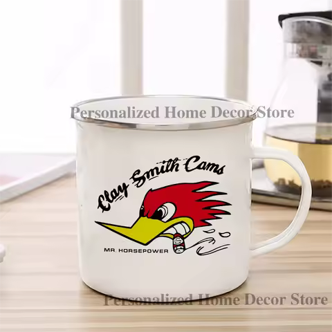 Mr. Horsepower Clay Smith Cams Coffee Mugs Enamel Cup Reusable Eco Friendly Metal Traver Tea Milk Be