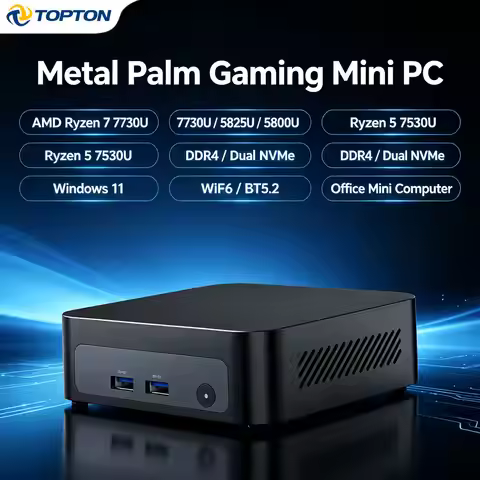 Metal Palm Gaming Mini PC AMD Ryzen 7 7730U 5825U 5800U Ryzen 5 7530U Office Mini Computer DDR4 Dual